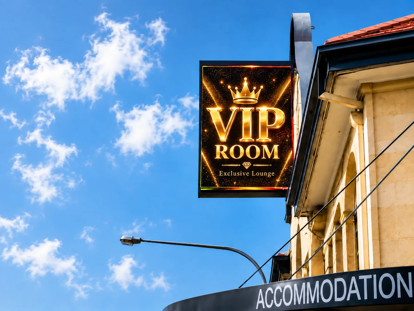 High-brightness rooftop LED advertising screen installed on a hotel frontage in Penshurst, Sydney.
